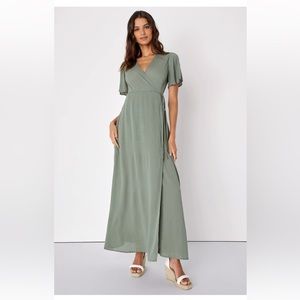 Sage Green Wrap Maxi Dress
